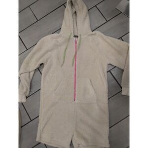 Chubbies Sherpa Fleece  Pajamas Cream Hooded Zip Up Lounge Wear‎ XL